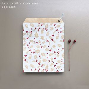 50 Strung small bags-White Hol 50 Strung small bags-White Hol