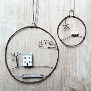 Lg rusty wire wreath-House with cloud Lg rusty wire wreath-House with cloud
