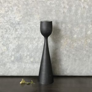 Κηροπήγιο ξύλινο Μαύρο - Μεσαίο 25εκ.