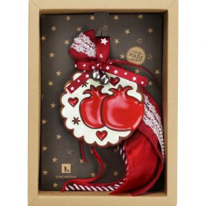 Γούρι Κεραμικό στολίδι ρόδια-Ασημί