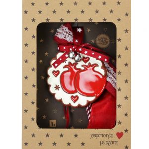 Γούρι Κεραμικό στολίδι ρόδια-Ασημί