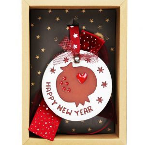 Γούρι Κεραμικό ρόδι HNY-Κόκκινο