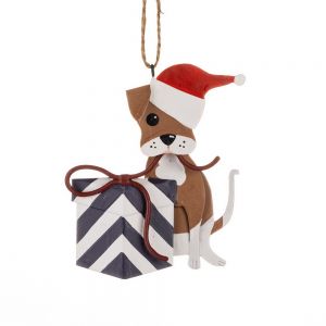 Στολίδι σκύλος με δώρο 9x6εκ. μεταλλικό Στολίδι σκύλος με δώρο 9x6εκ. μεταλλικό