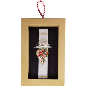 Λαμπάδα Καρδιά φλοράλ μικρή - μπεζ