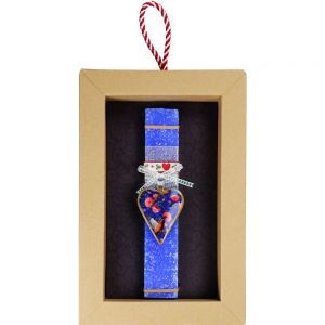 Λαμπάδα Καρδιά φλοράλ μικρή - μπλε