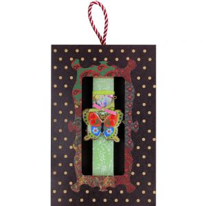 Λαμπάδα Πεταλούδα φλοράλ μικρή - πράσινο