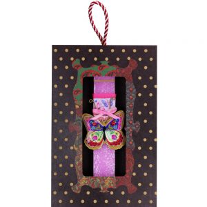 Λαμπάδα Πεταλούδα φλοράλ μικρή - ροζ