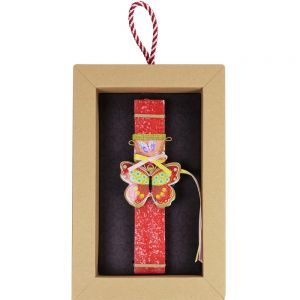 Λαμπάδα Πεταλούδα φλοράλ μικρή - κόκκινο