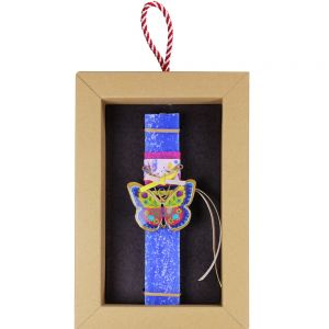 Λαμπάδα Πεταλούδα φλοράλ μικρή - μπλε