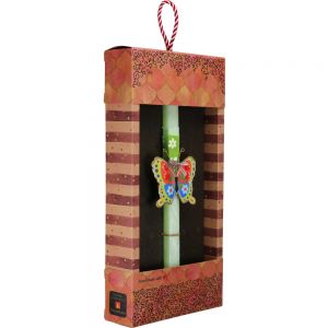 Λαμπάδα Πεταλούδα φλοράλ - Φούξια