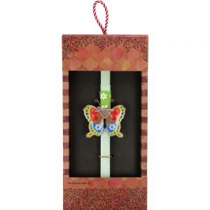 Λαμπάδα Πεταλούδα φλοράλ - Φούξια