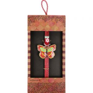 Λαμπάδα Πεταλούδα φλοράλ - Κοκκινη