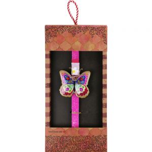 Λαμπάδα Πεταλούδα φλοράλ - Λαχανί