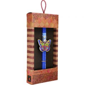 Λαμπάδα Πεταλούδα φλοράλ - Μπλε