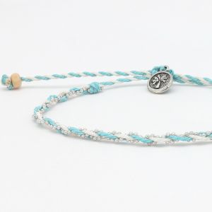 Βραχιόλι στριφτό με αλυσιδάκι - σιέλ