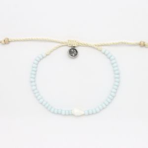 Βραχιόλι με κοχύλι μίνι & χάντρες - Σιέλ