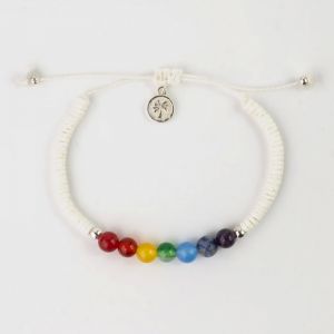 Βραχιόλι Chakra πέτρες - Λευκό/multi