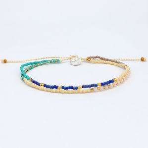 Διπλό Βραχιόλι Ποδιού Bali Τιρκουάζ & Μπλε