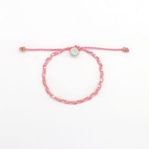 Βραχιόλι Ποδιού Mini Χάντρες Ροζ κορδόνι