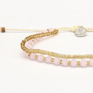 Βραχιόλι Ποδιού 2 Σειρές Χάντρες Ροζ Χρυσό
