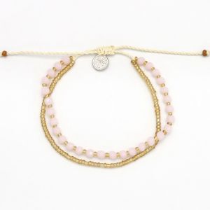 Βραχιόλι Ποδιού 2 Σειρές Χάντρες Ροζ Χρυσό