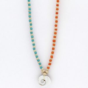 Κολιέ με Ξύλινες Χάντρες & Κοχύλι