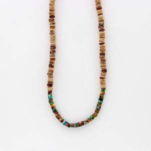 Κολιέ Ξύλινες χάντρες & Πέτρες Τιρκουάζ Multi