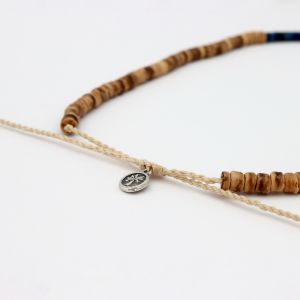 Κολιέ Ξύλινες Χάντρες & Πέτρες Μπλε