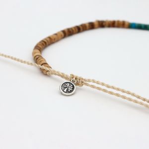 Κολιέ Ξύλινες Χάντρες & Πέτρες Μπλε