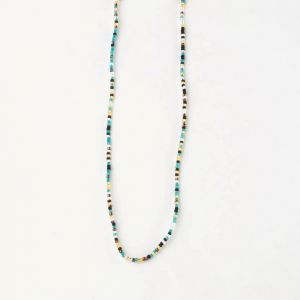 Κολιέ πολύχρωμες μίνι χάντρες - μπλε κρεμ μαύρο