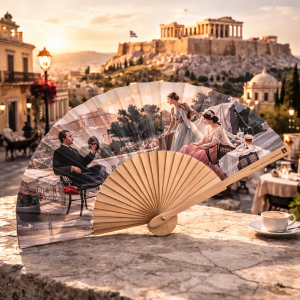 Βεντάλια ξύλινη 23εκ.- Acropolis view