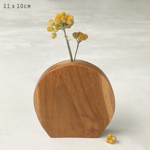 Πλακέ στρογγυλό ξύλινο βάζο 10εκ.