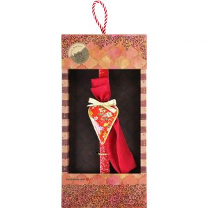 Λαμπάδα Καρδιά φλοράλ - Κόκκινη