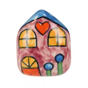 Πόμολο κεραμικό Σπίτι 4x5εκ.- Πορτοκαλί