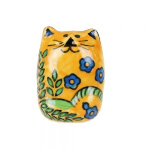 Πόμολο κεραμικό Γάτα 4x5εκ.- Κίτρινο