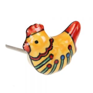 Πόμολο κεραμικό Κόκορας 5x3,5εκ. - Κίτρινο