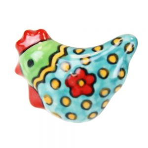 Πόμολο κεραμικό Κόκορας 5x3,5εκ. - Μπλε Πράσινο