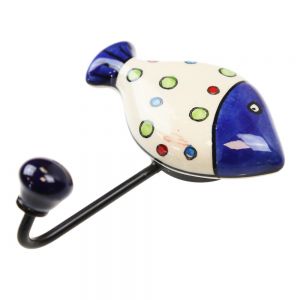 Γάντζος κεραμικός Ψάρι 10x13εκ.- Φούσκες λευκό