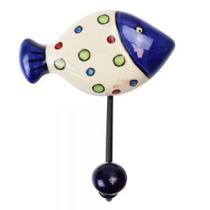 Γάντζος κεραμικός Ψάρι 10x13εκ.- Φούσκες λευκό