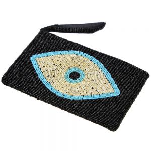 Τσαντάκι με Χάντρες Μάτι 20x12 Μαύρο