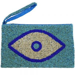 Τσαντάκι με Χάντρες Μάτι 20x12 Σιέλ