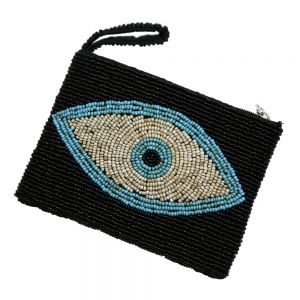 Τσαντάκι με Χάντρες Μάτι 13x10 Μαύρο