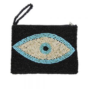 Τσαντάκι με Χάντρες Μάτι 13x10 Μαύρο
