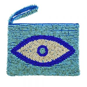 Τσαντάκι με Χάντρες Μάτι 13x10 Σιέλ