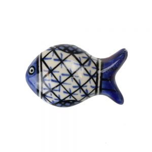 Μαγνητάκι κεραμικό Ψάρι 5x3,5εκ.- Μπλε Καρέ