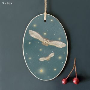 Ετικέτα οβάλ έναστρη νύχτα - Κουκουβάγια