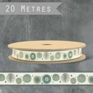 Κορδέλα 20μ. - λουλούδια σε κρεμ φόντο 