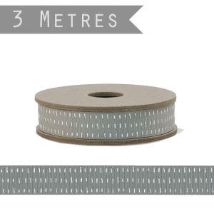 Κορδέλα 3μ. Γεωμ. - Γκρί με παύλες