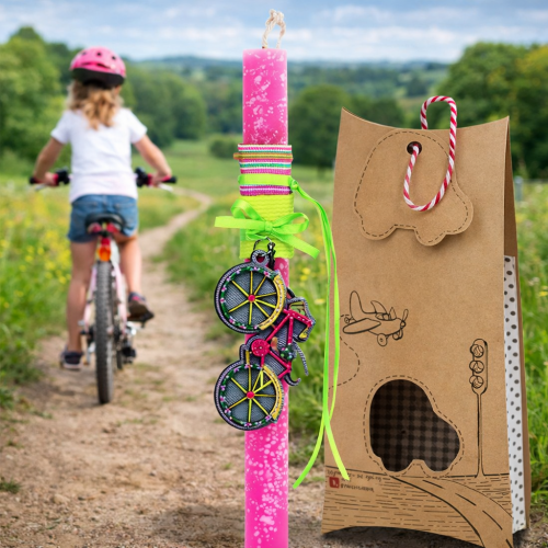 Λαμπάδα Μπρελόκ ποδήλατο - Φούξια νέον