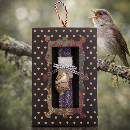 Λαμπάδα Αυγό ζωγραφισμένο πουλί - Καφέ